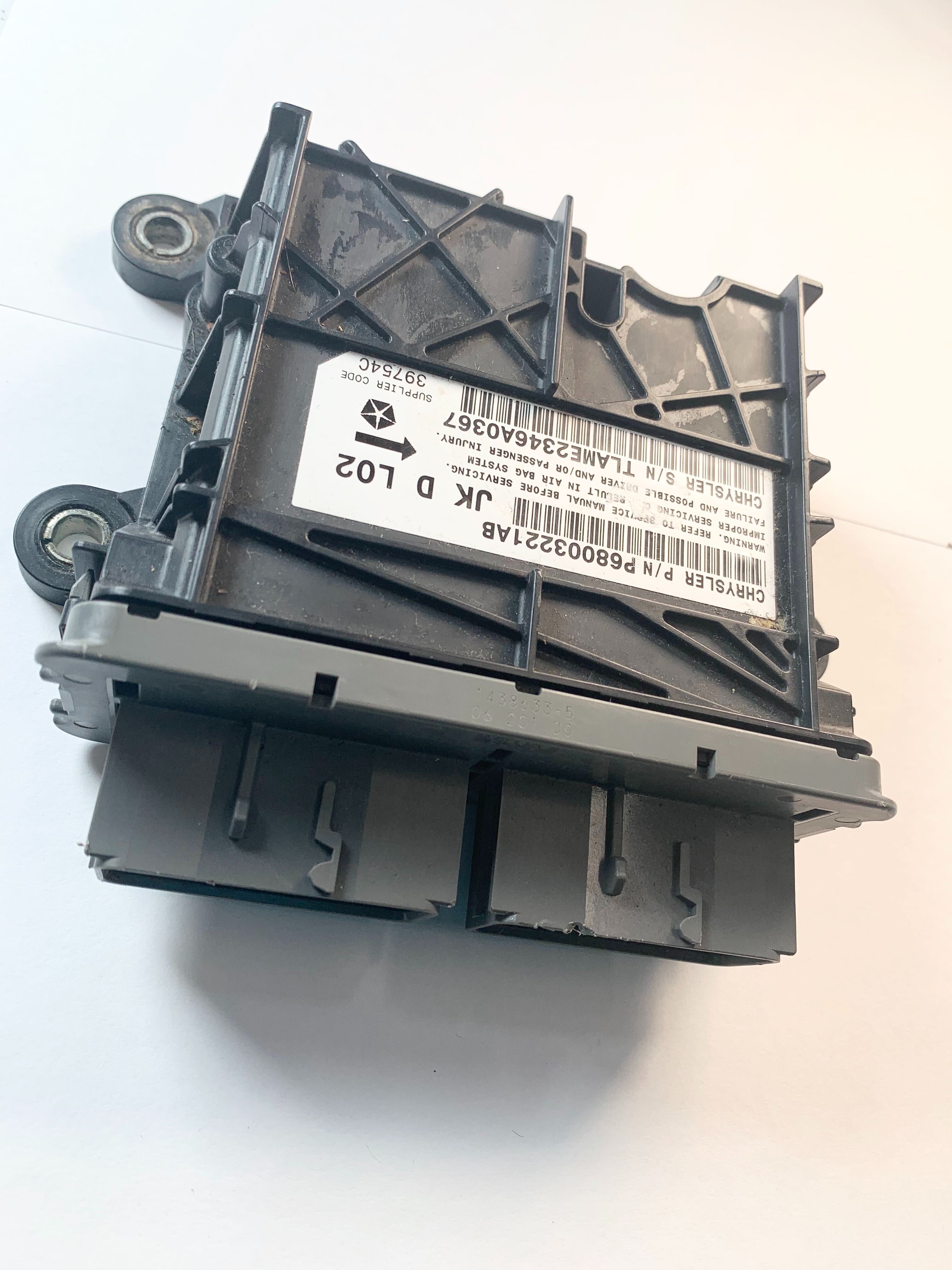 JEEP WRANGLER SRS ORC ORM Occupant Control Module - Airbag Computer Control Module PART #68003221AB Airbag Modules In Stock | MyAirbags JEEP WRANGLER SRS ORC ORM Occupant Control Module - Airbag Computer Control Module PART #68003221AB Airbag Modules In Stock | MyAirbags