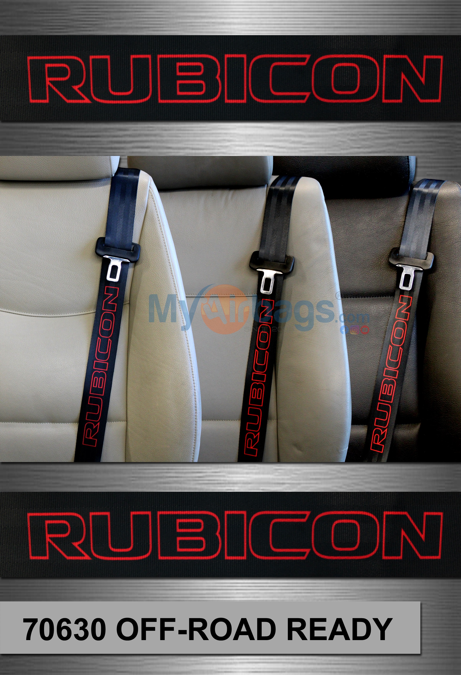 Jeep Rubicon - Off Road Ready - Custom Color Seat Belt Webbing Replacement - Color Code 70630