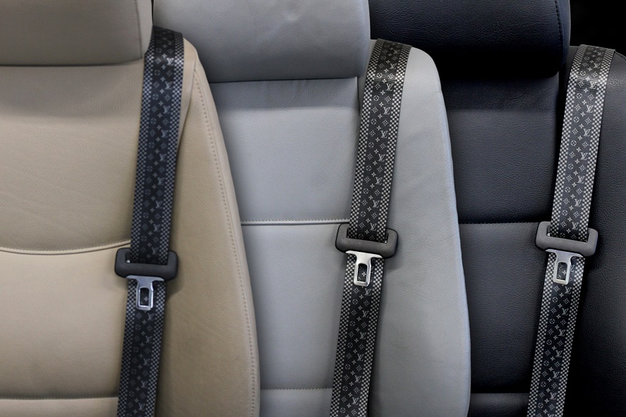 LV Black & Gray - Custom Color Seat Belt Webbing Replacement - Color Code 70450