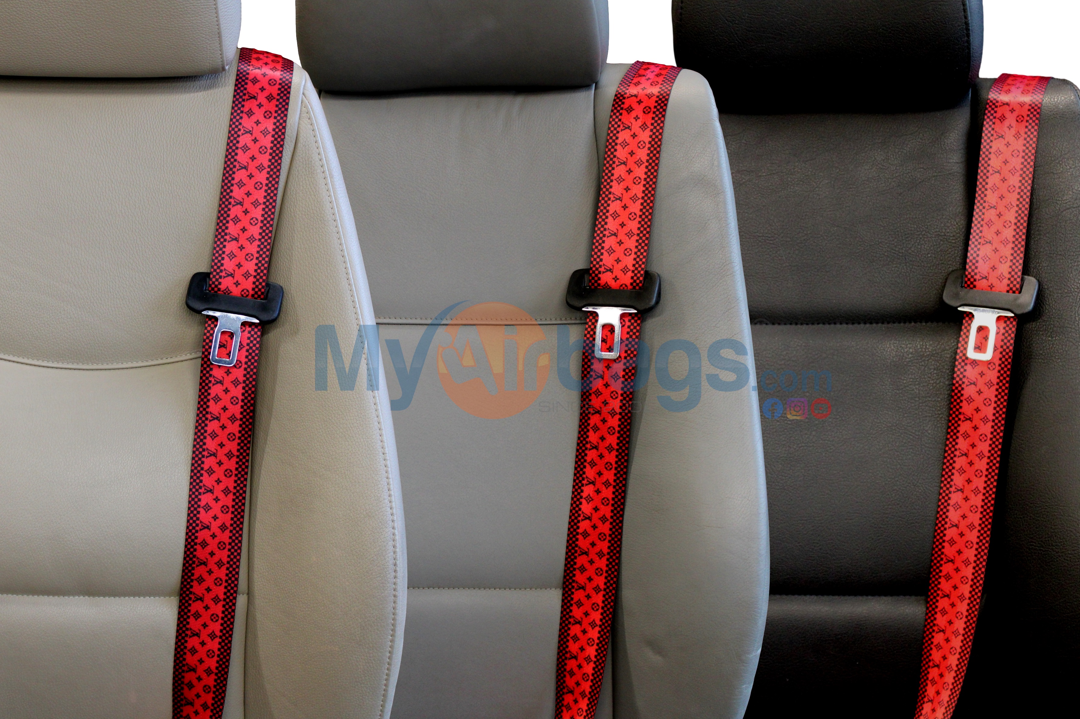 LV Red & Black - Custom Color Seat Belt Webbing Replacement - Color Code 70600