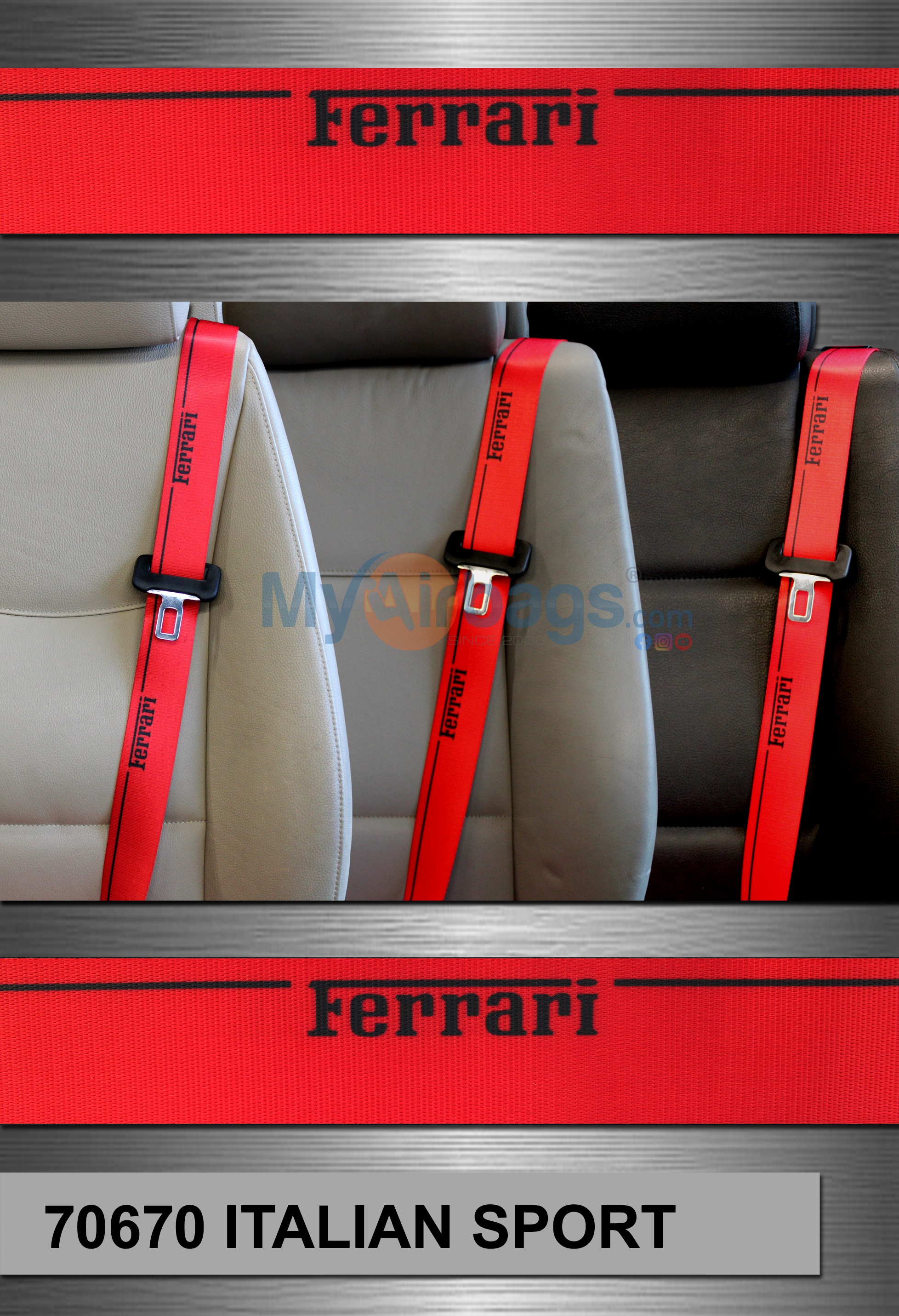 Ferrari - Italian Sport - Custom Color Seat Belt Webbing Replacement - Color Code 70670
