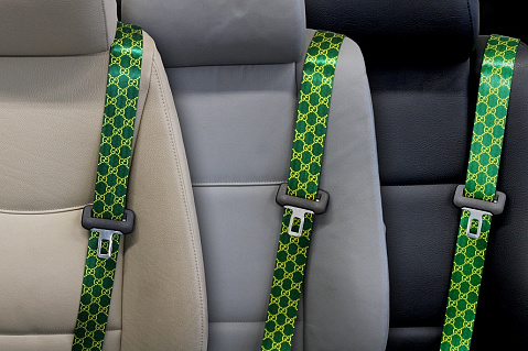 GG Green & Yellow - Custom Color Seat Belt Webbing Replacement - Color Code 70440