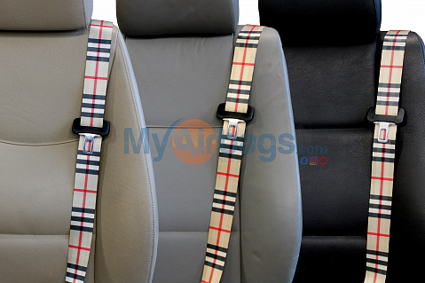 Luxury Car Safety Belt Cover Rhombic Seam Cotton Plaid Plush